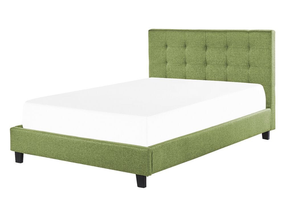 Beliani Čalúnená posteľ 140 x 200 cm zelená LA ROCHELLE